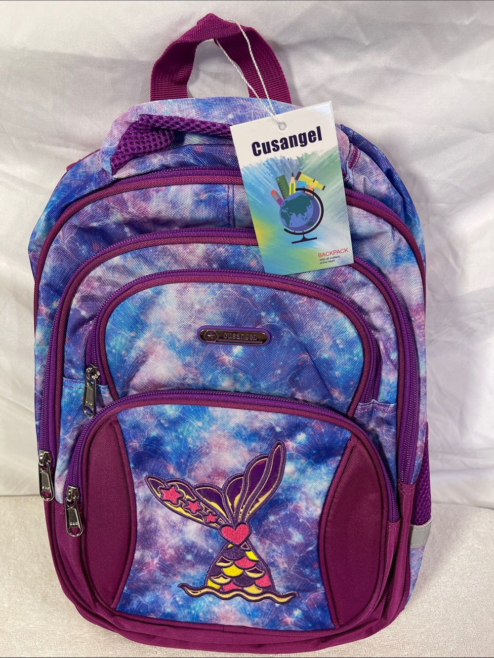 Kids Purple Galaxy Mermaid Backpack